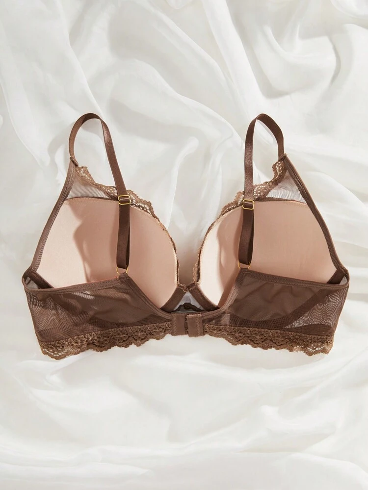 Women's Lace And Mesh Contrast Bra