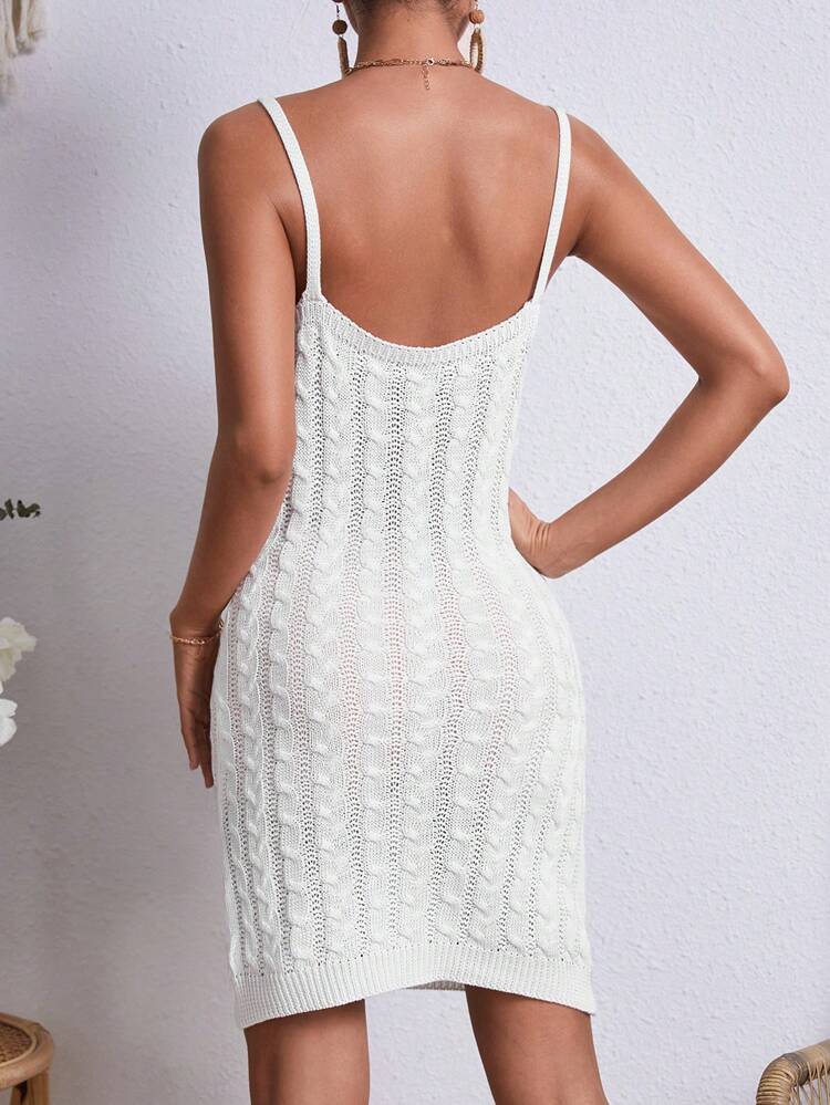 Women's Solid Color Slim Fit Knitted Cami Dress