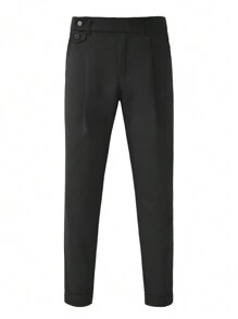 Manfinity Mode Men's Slim Fit Pleated Tapered Pants - Black - View 3
