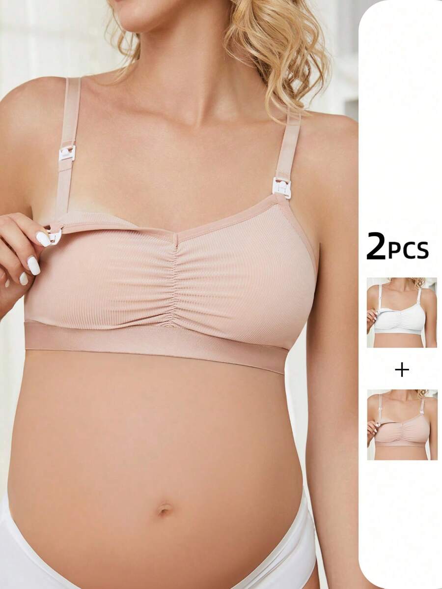 Moonlight&Mama 2pcs/Set Maternity Front Button Nursing Bra - Multicolor - View 1