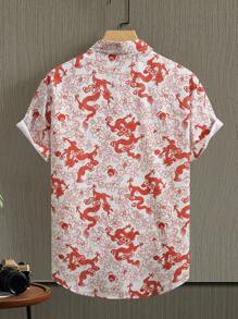 Manfinity Homme Men's Plus Size Short Sleeve Casual Shirt With All-Over Print