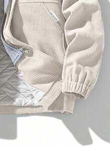 Men Letter Patched Detail Hooded 2 In 1 Padded Coat - Beige - View 4