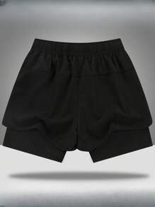 Men's Quick-Dry 2-In-1 Running Shorts, Suitable For Fitness, Outdoor, Basketball - Black - View 2