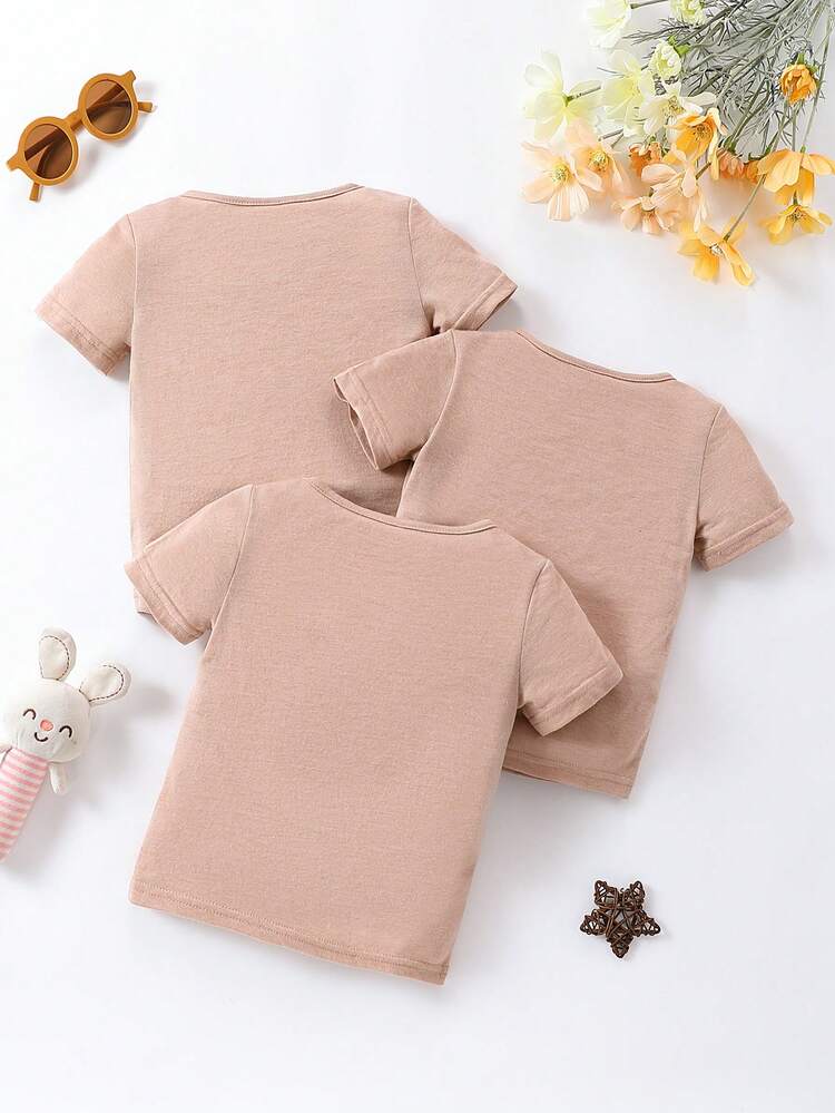 Baby Girl Cute Casual Animal Print Short Sleeve T-Shirt, Pack Of 3