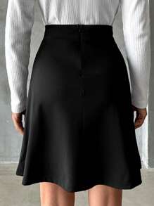 SHEIN PETITE Áo cao cổ Đồ đan Ribbed Áo thun & Váy kèn đồng - màu đen - Xem 2