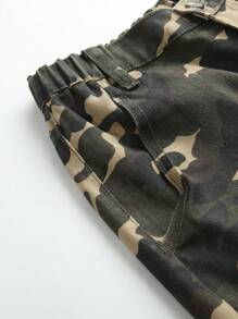 SHEIN Wildeya Jeans De Camuflaje De Carga Casual, Con Estilo Y Vintage Para Chica Adolescente Con Pierna Recta