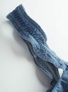 Teen Girls' Denim Jacket With Ruffle Design, Fashionable And Washed - Medium Wash - View 5