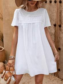 SHEIN LUNE Women's Round Neck Short Sleeve Dress