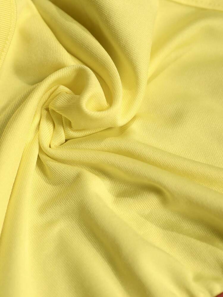 Plus Size Casual Slim Fit Color Block Halter Top With Strap And Shorts Set