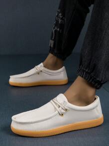 Nam Giày lười Lanh Giày Thuyền In Màu be , Mùa xuân/thu Với Đế cao su - Màu be - Xem 5