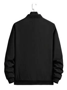 Chaqueta De Hombre Con Cuello De Béisbol De Moda - Negro - Ver 2