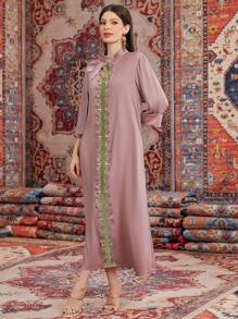 Modelyn Không tay Dệt Hem Vá lại Đầm - Hồng - Xem 7