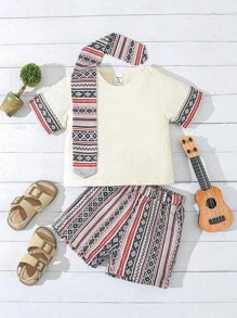 SHEIN Baby Jungen Urlaubs Stil Geometrisches Muster Outfit