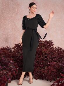 Modelyn Women's Solid Color Simple Style Dress - Black - View 1