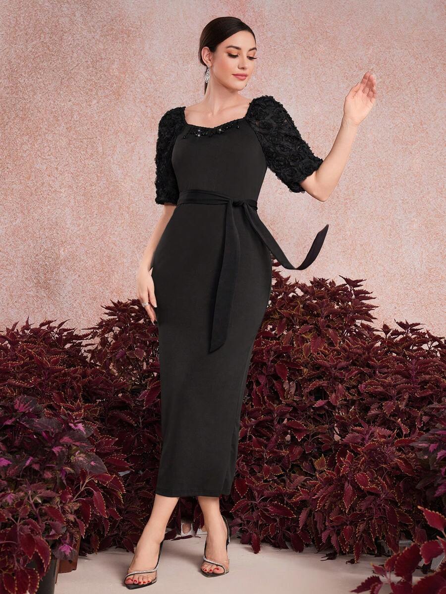 Modelyn Women's Solid Color Simple Style Dress - Black - View 1