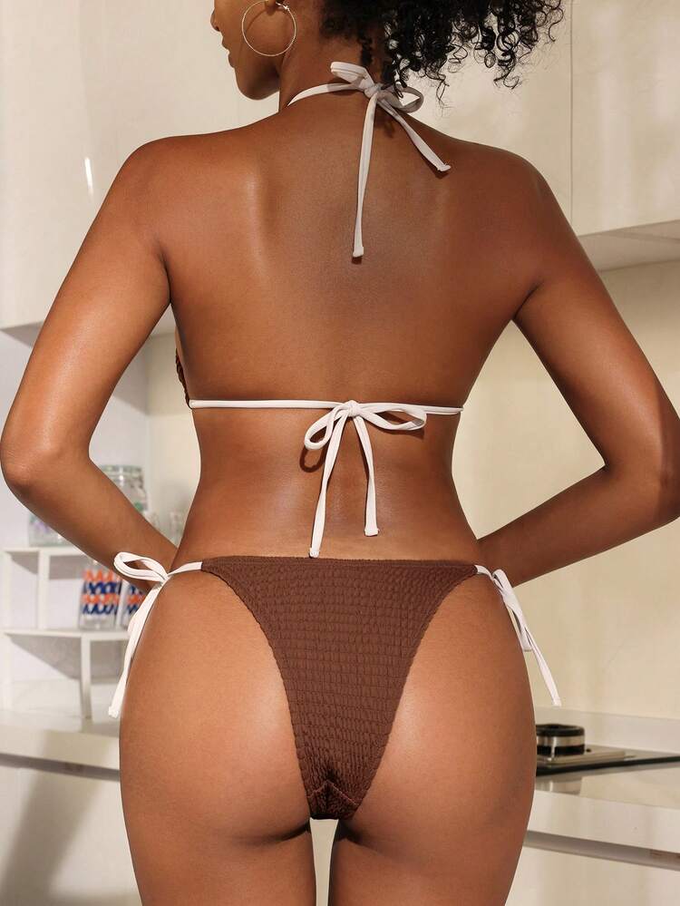 Ladies' Color Block Bikini Set With Straps, Thong Bikini Set Swimwear Bathing Suit Beach Outfit Summer Vacation Summer Beach