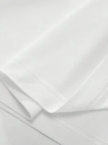 SHEIN EZwear 女款休閒t恤,時尚女王領短袖夏季tee,適用於春夏季,女裝 - 白色 - 查看 6