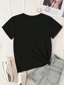 SHEIN Unity Cowboy Boots Printed T-Shirt, Western Style Graphic Tees Women Tops - Black - View 2