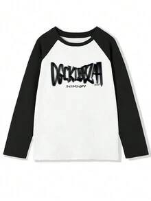 女士字母印花縷空袖長袖T恤