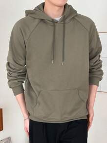 DAZY Homme Sweat-Shirt À Capuche À Poche Kangourou Manches Raglan À Cordon
