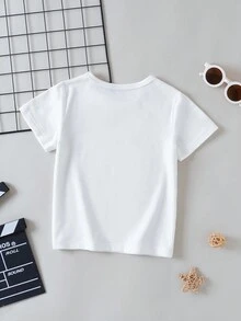 Camiseta De Manga Corta Con Estampado De Dibujos Animados Para Niño - Blanco - Ver 2