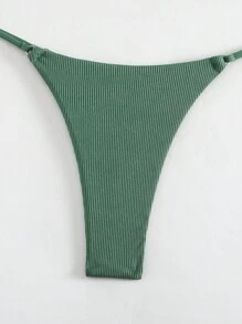 Swim Mod Summer Beach Women's Solid Color Bikini Set - Green - View 5