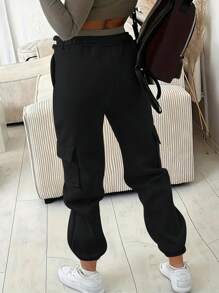 INAWLY Solva 女士貨物口袋運動長褲 - 黑色 - 查看 2