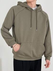 DAZY Homme Sweat-Shirt À Capuche À Poche Kangourou Manches Raglan À Cordon