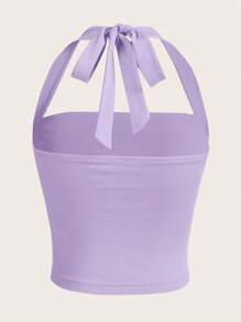SHEIN EZwear Knitted Back Knot Halter Top