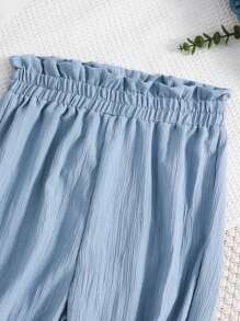 Teen Girls' Solid Color Bud-Waist Pants - Baby Blue - View 3