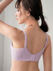 FRIFUL Women'S Mesh Joint Wireless Bra Wireless - Purple - View 2
