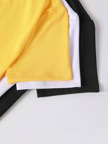 SHEIN Unity Crop Top Tight Short Sleeve T-Shirt - Yellow - View 3