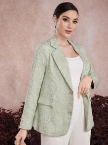 Mulvari Ladies' Suit Collar Single-Breasted Coat - Green - View 6