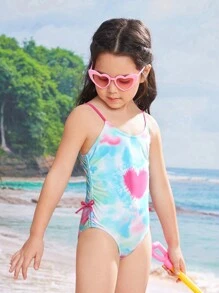 Little Girls' One-piece Swimsuit With 3d Heart Shaped Print Design - Multicolor - View 4