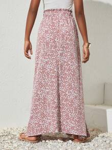 SHEIN Tween Girls' Everyday Casual Woven Floral Print Skirt Maxi Skirt - Multicolor - View 2