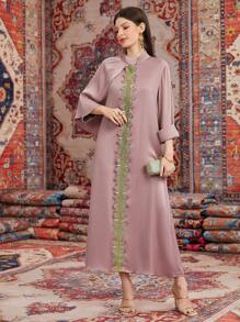 Modelyn Không tay Dệt Hem Vá lại Đầm - Hồng - Xem 5