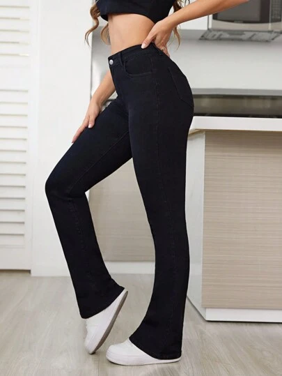 Selenza Jeans de talla grande para mujer de unicolor lavado, primavera/verano