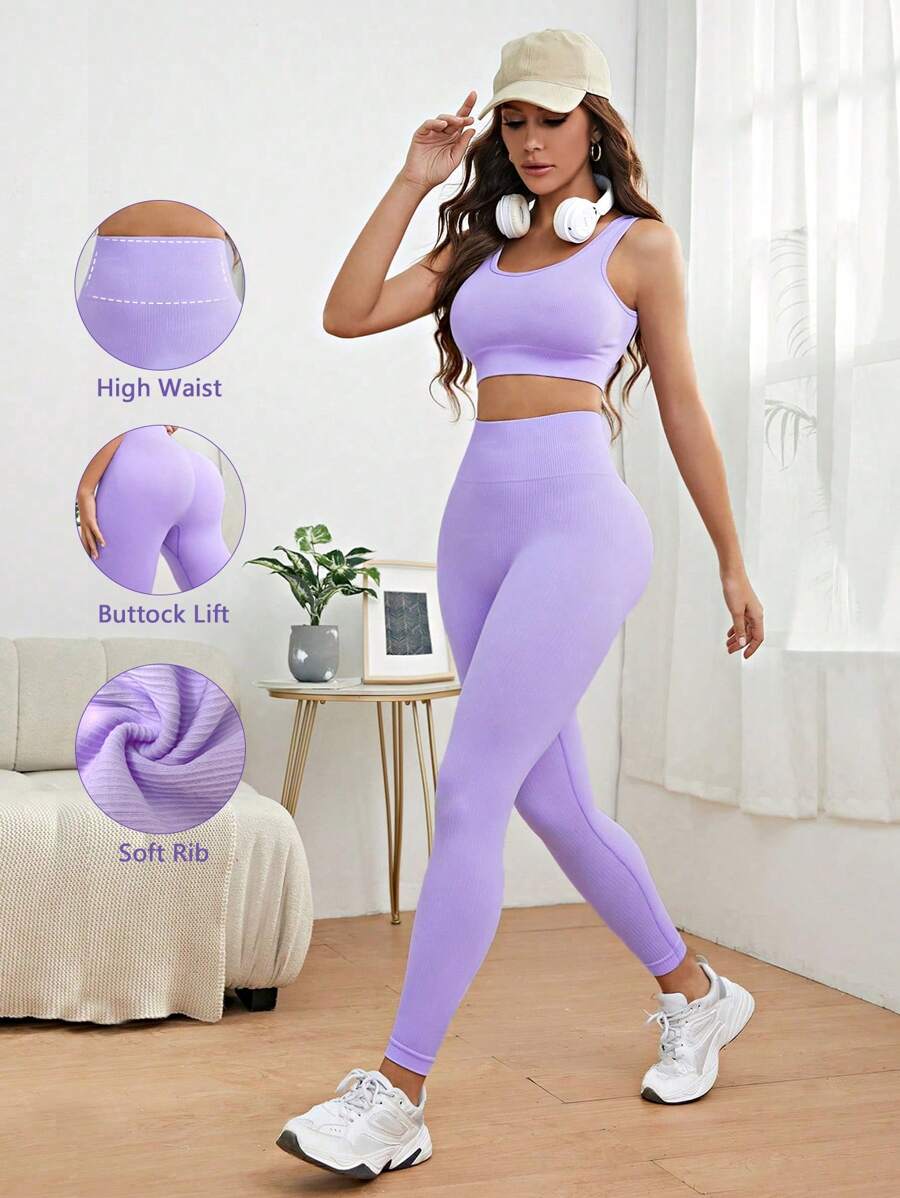 Studio SHEIN Sport Seamless High Stretch Sports Bra With Leggings ...