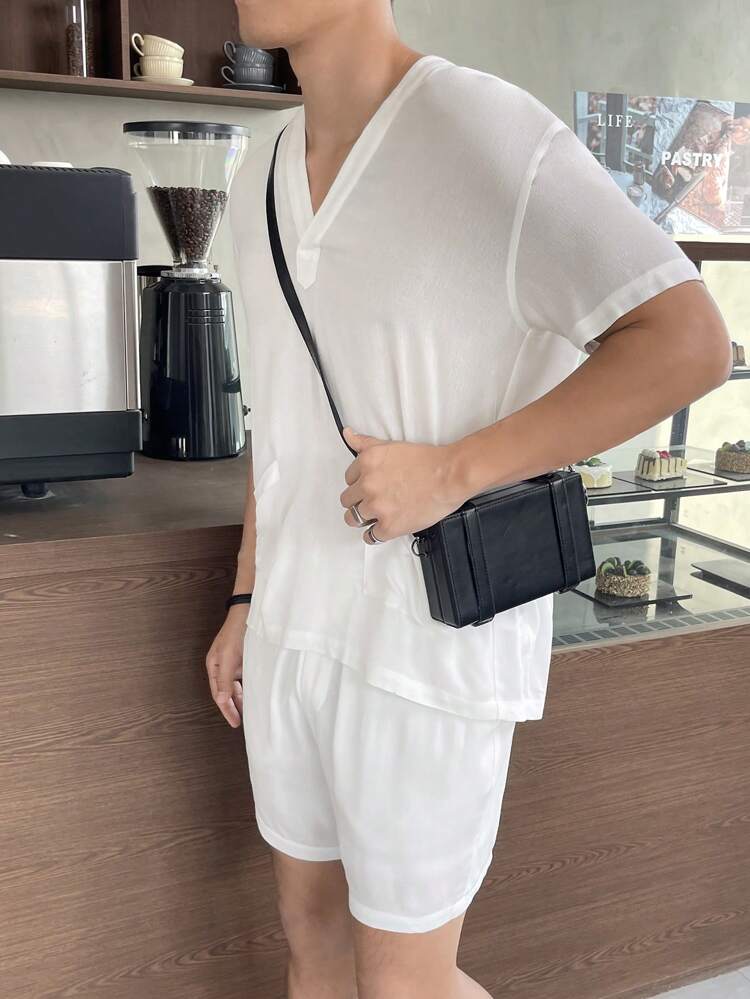 Woven Casual T-Shirt And Shorts Set