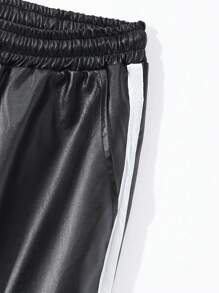Manfinity Hypemode Pantalones Para Hombre Con Cordón Y Bloques De Color - Negro - Ver 4