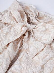 SHEIN Unity Twist Detail Cut Out Jacquard Strapless Dress - Apricot - View 4
