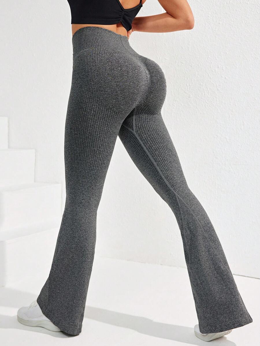 Easithlete Easithlete Pantalones Acampanados Para Entrenamiento Sin Costura - Gris Oscuro - Ver 1
