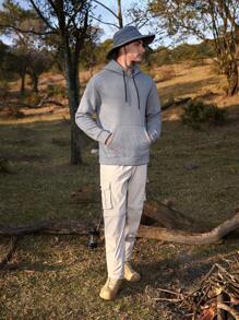 SHEIN In My Nature Sudadera De Exterior Con Capucha Y Cordón Con Estampado De Paisaje Y Letras Para Hombre - Gris - Ver 4