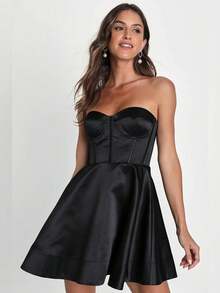 Women's Sexy Strapless Backless Party Dress - Black - View 4
