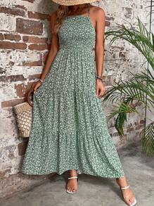 Breezaya Women's Floral Print Halterneck Swing Dress - Green - View 3