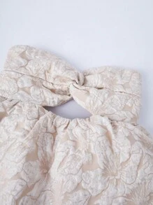 SHEIN Unity Twist Detail Cut Out Jacquard Strapless Dress - Apricot - View 3
