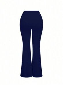 Chiquease Solid Colored Pants With Letter Print Waistband