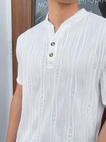 Manfinity VCAY Men's Solid Color Knitted Short Sleeve Polo Shirt