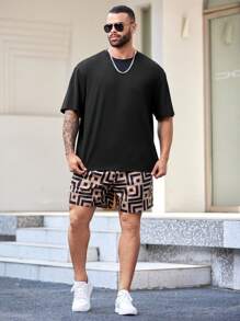 Manfinity Homme 男士加大號針織休閒直筒短褲 - 彩色 - 查看 4