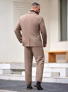 EASEVO Men's Plus Size Woven Casual Suit 2pcs/Set - Khaki - View 2